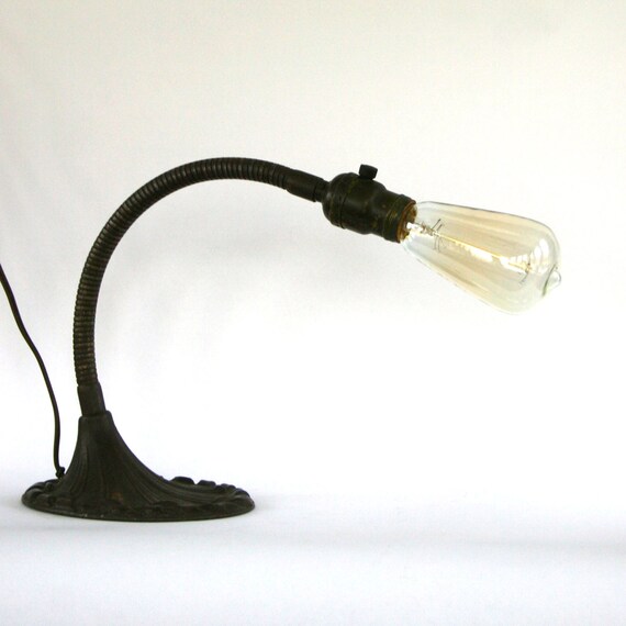 Industrial Cast Iron Desk Lamp. Antique Desk by RhapsodyAttic
