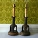Industrial Lamps. Pair of Lamps. Farmhouse Lamps. Iron. Bedside Entryway Buffet Bar End Table. Rustic Home Decor. Industrial Decor. Brown.