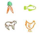 Meal options rubber stamp set chicken beef seafood vegetarian one inch