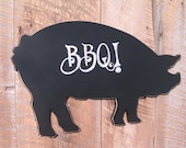Chalkboard Pig - Wooden Restaurant or Kitchen Sign