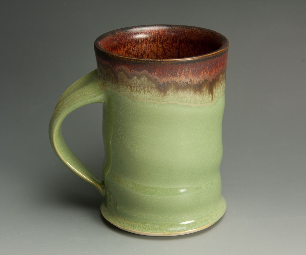 Porcelain handcrafted coffee mug or tea cup soft green 600