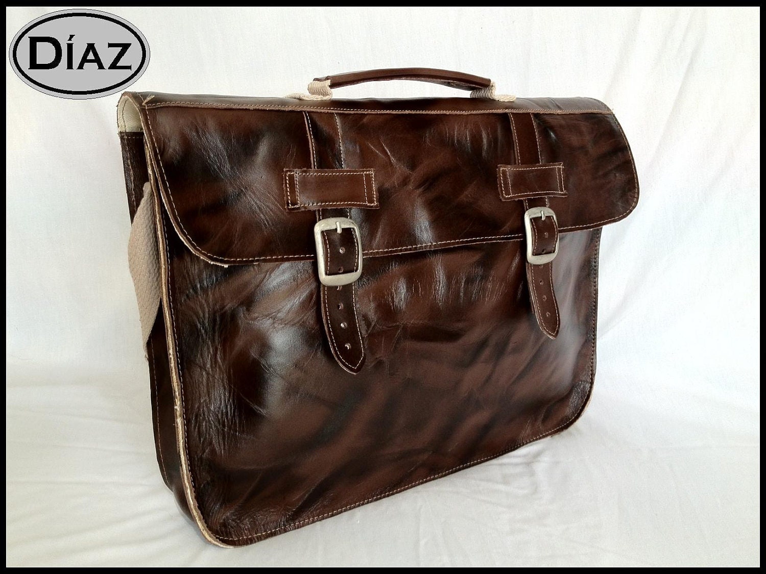 Medium Leather Portfolio / Laptop Bag  in Antique Dark Brown - (15in MacBook Pro) - Free Monograming  -