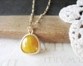 MUSTARD hold the ketchup rough cut glass crystal pendant necklace (gold or silver)