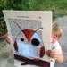 wolf and owl GIant poster print 11x17 poster print -gray and white wolf with mustard yellow - deep yellow owl on his tail