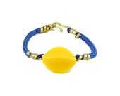 Bright Yellow and Blue Bead and Textile Bracelet, Be so Bold