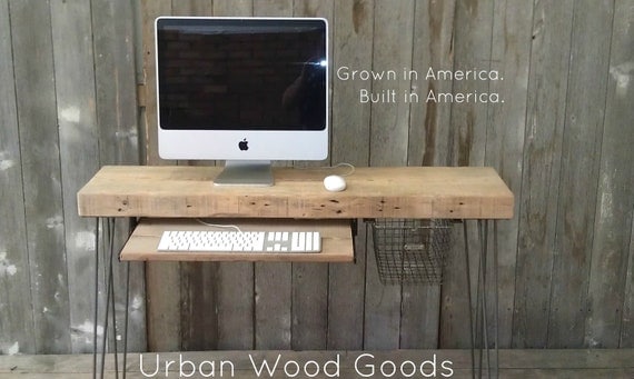 Modern Industrial small desk  48" x 11.5" w x 30" tall with keyboard tray with free shipping - No Locker Basket
