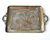antique french etched tray