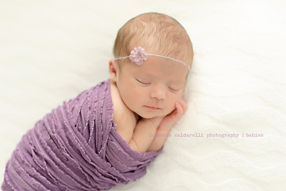 Baby Headband, Newborn Headband and Ruffle Baby Wrap in Purple Package, Great for Photo Prop