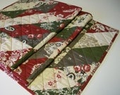 Christmas Table Runner Fa-la-la-la-la Winter Holiday Handmade Reversible Ready to Ship One of a Kind