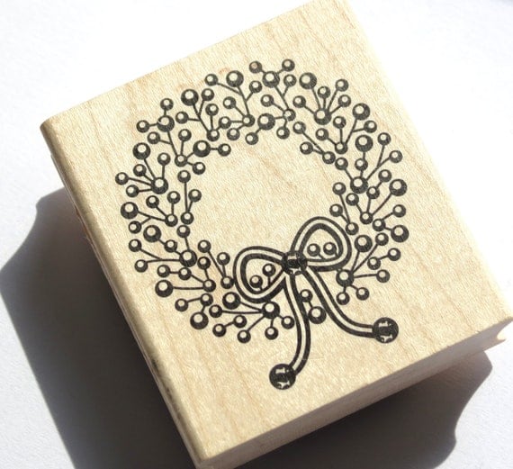 Holly Wreath Rubber Stamp from Inkadinkado  // Brand New