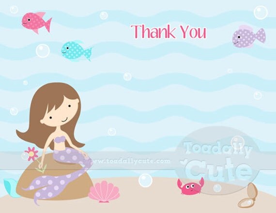 Sweet Mermaids, Thank You Cards, set of 12 Il_570xn