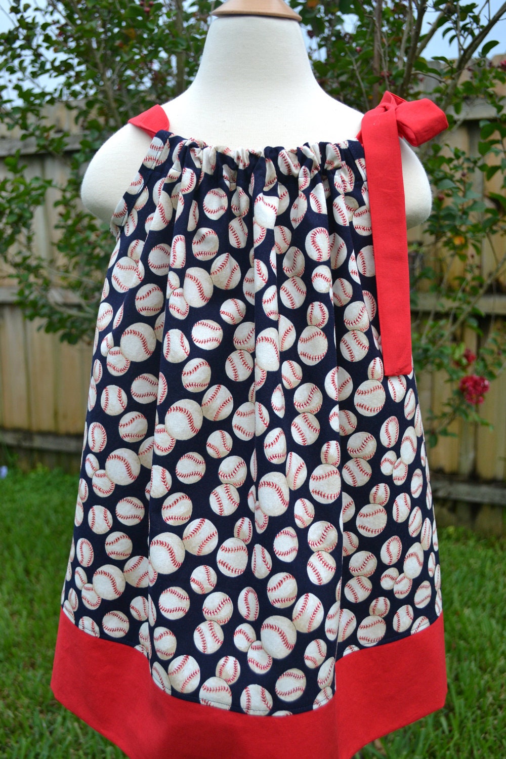 Baseball Pillowcase Dress - Baseball Outfit, Baseball Dress - Toddler Girl Dress - Baby Pillowcase Dress - Little Girls Dress - Size 9m - 8