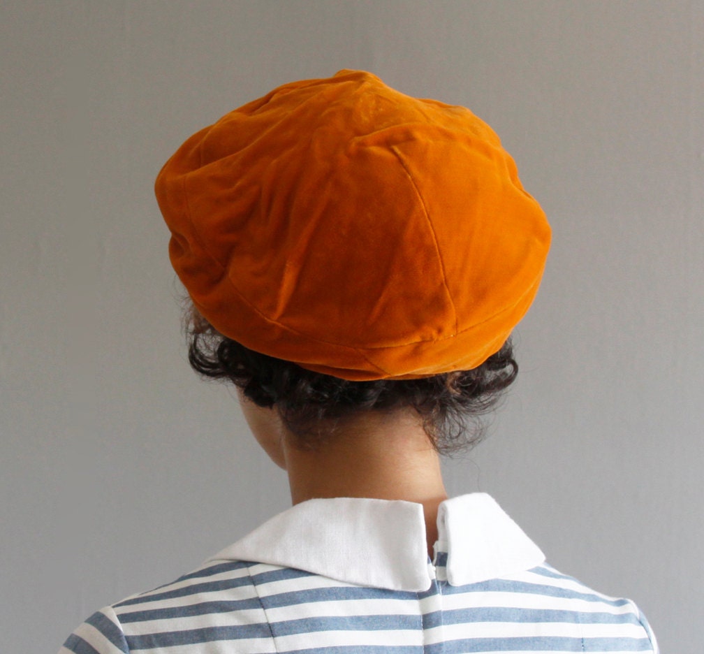 pumpkin spice velvet beret