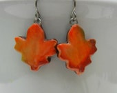 Maple Leaf Fall Earrings, Polymer Clay - JerisJewelryBox