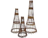 Set of 3 Nesting Garden Decorative Woven Rattan Tuteurs