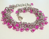 Fuchsia Pink Shaggy Loops Bracelet Chainmaille Jewelry
