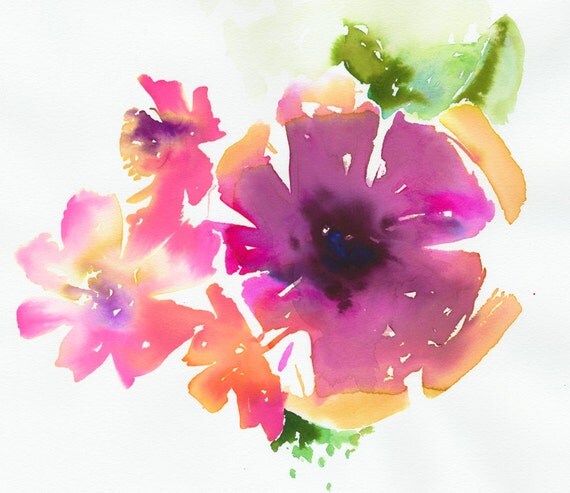 Original Watercolor Painting, Watercolour Flowers of India.