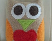 Tan and Orange Plush Owl - Owl Pillow - Stuffed Owl