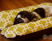 Deluxe Bunbed Dog bed for Dachshunds and other small dogs - Modern Green squares