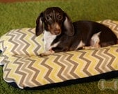 Deluxe Bunbed Dog bed for Dachshunds and other small dogs - Gray Yellow Blue Zig Zag Mod