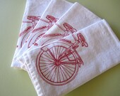 Organic Cotton Cloth Napkins - Screen Printed Bicycle Dinner Napkins - Eco Friendly and Awesome Table Linens for the Cycling enthusiast