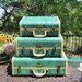 Turquoise Samsonite Suitcase - Mid Century Suitcases - Set of Three - Luggage