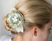Seafoam Green Floral Hair Barrette, Beach Wedding Floral Hair Accessory for Bride
