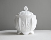 Fenton Cactus Pattern Milk Glass Covered Dish Sugar Bowl, 1959