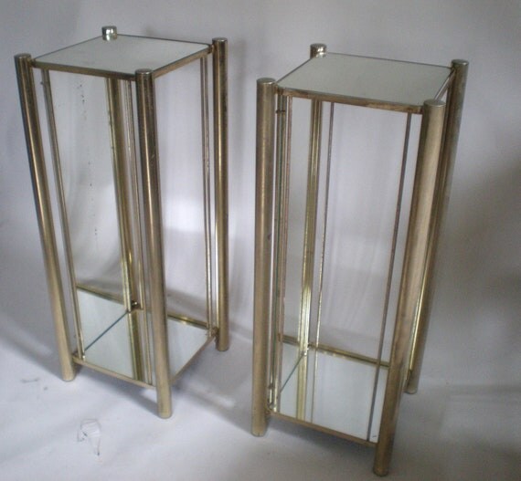 Mid Century Regency Mirrored Stands