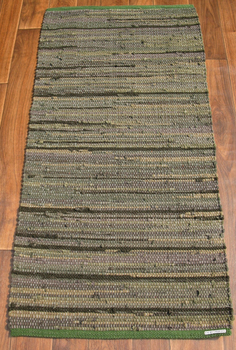 Handwoven Rug - Olive Greens Recycled T Shirts