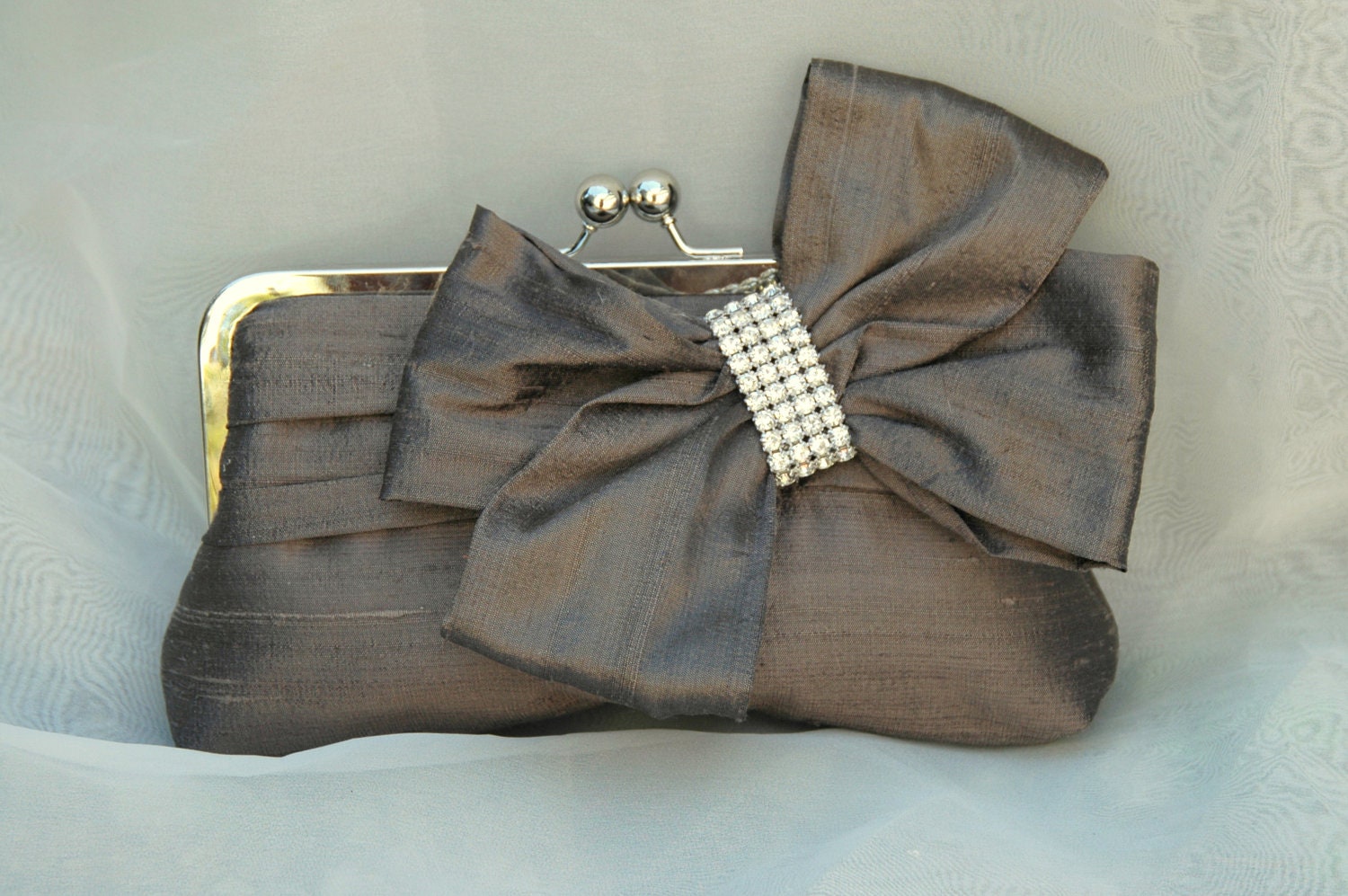 Glam'd Up Pretty- Bridal Bow Clutch with Rhinestones (Choose Your Color)