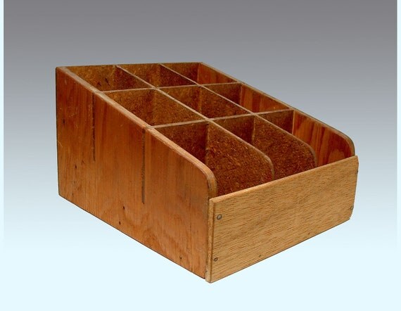 Vintage Wood Divider Box with Nine Stepped by BewitchingVintage