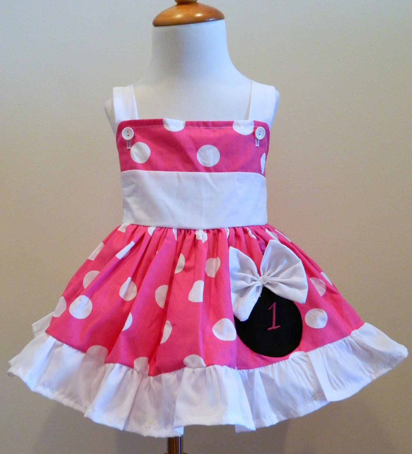 MINNIE MOUSE Jumper Dress Hot Pink And  White Trim Sizes From 12M To 6Y
