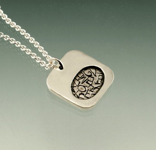Sterling Silver Letters Pendant Little Soft Square Necklace