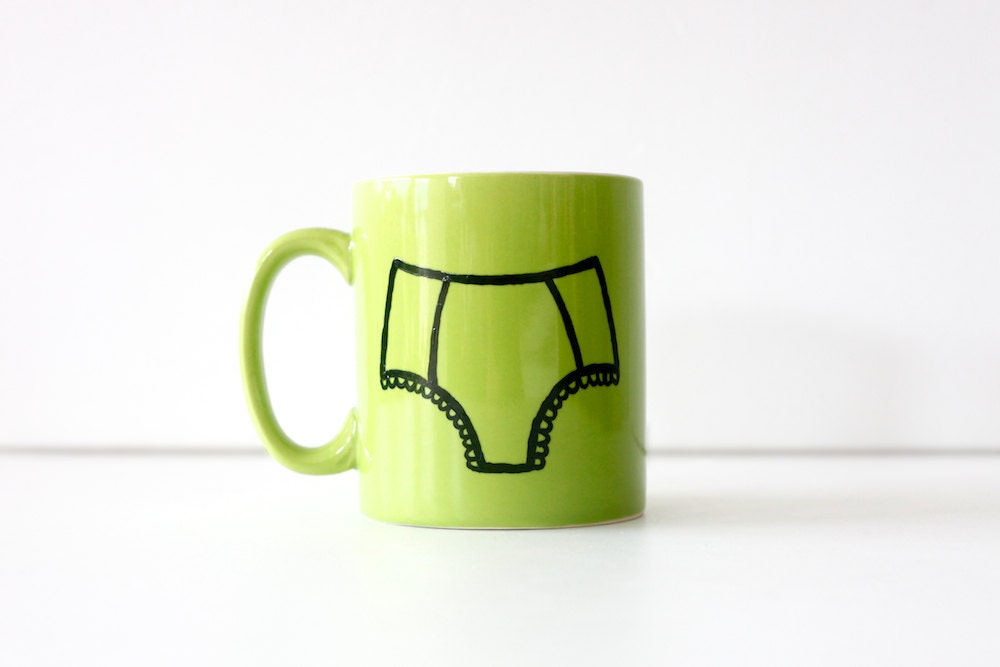 The Ramlee . hand painted mug . green panties
