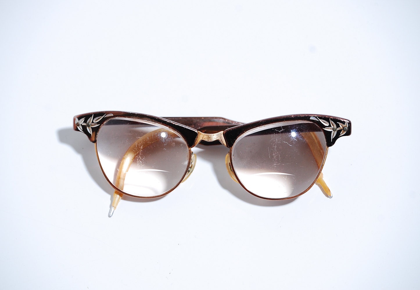 Vintage 1950s Eyeglasses - 50s Cats Eye Glasses - Shiny Copper