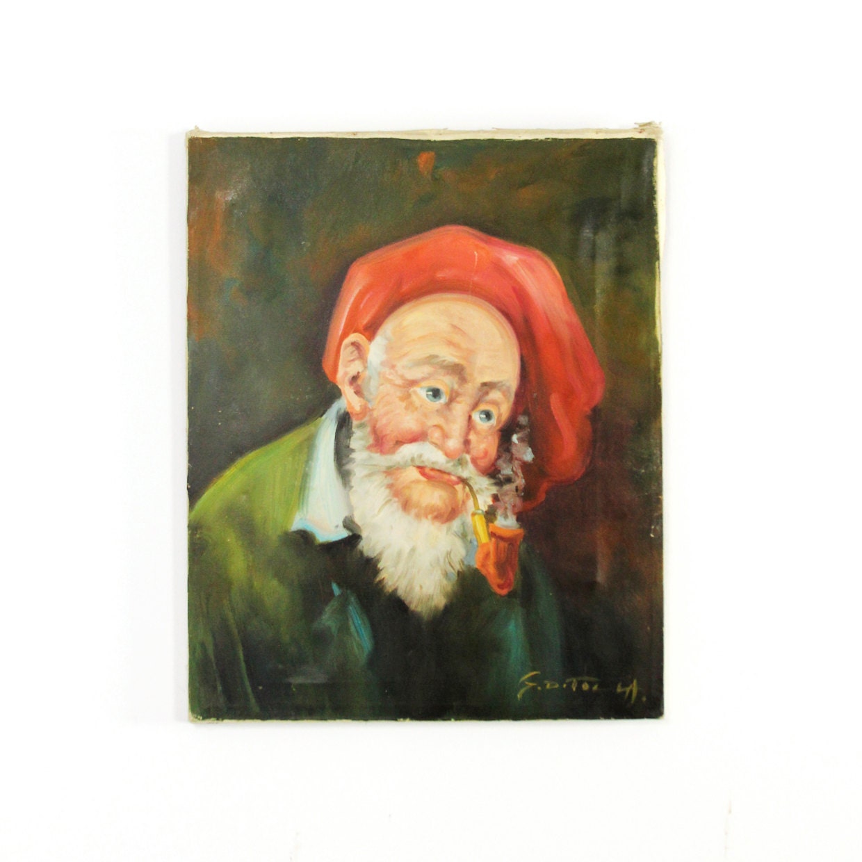vintage old irish man oil portrait
