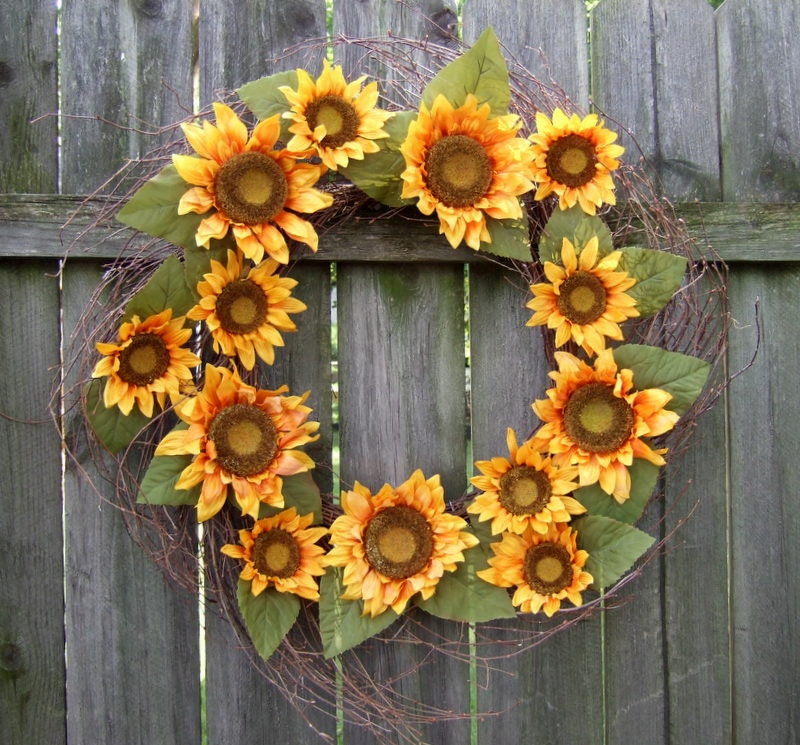 Summer Wreath - Fall Sunflower Wreath - Summer Wreath with Sunflowers - Summer Sunflower Wreath