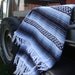 Vintage Retro Hippie Blanket Multi Colors Blue Gray White Black