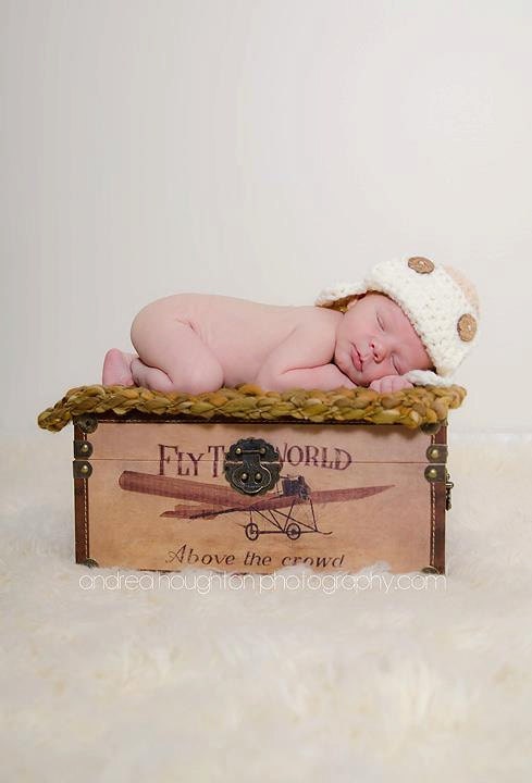 Tan and Creme Aviator Baby Hat  Newborn READY To Ship