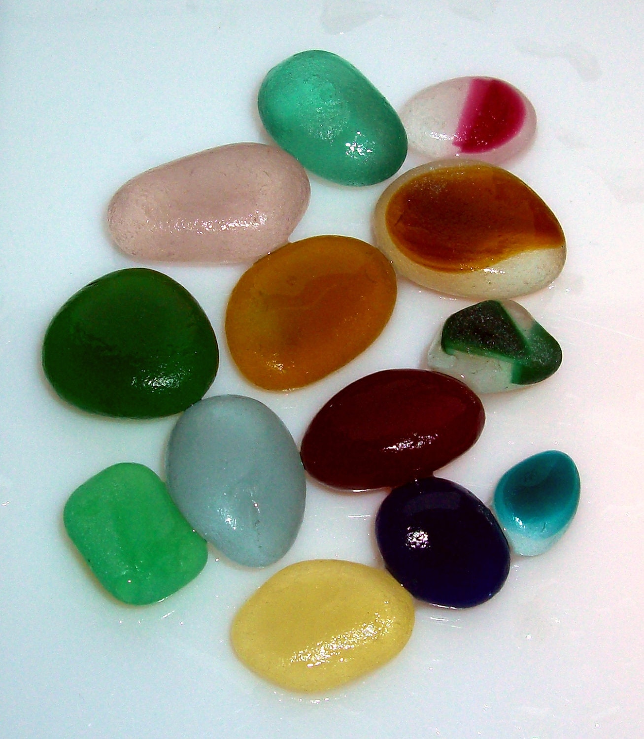 13 Rainbow Sea Glass Shards - Seaham Beach Glass Multis - Beach Glass Supplies (967)