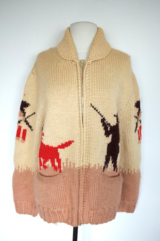 Vintage 1950s COWICHAN HUNTING sweater in by TrueValueVintage