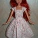 Handmade Barbie clothes - white and pink cotton dress