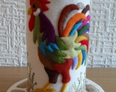 Rooster  / Cockerel felt pincushion on Cream