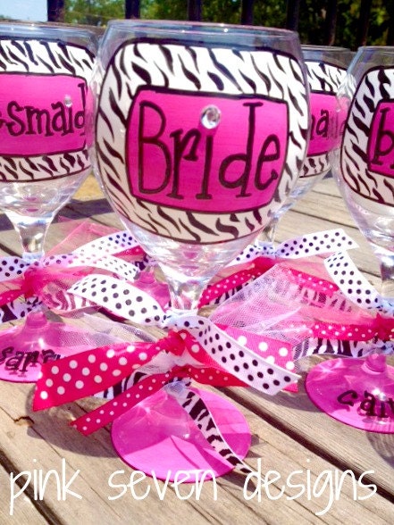 zebra print BRIDE wine glass