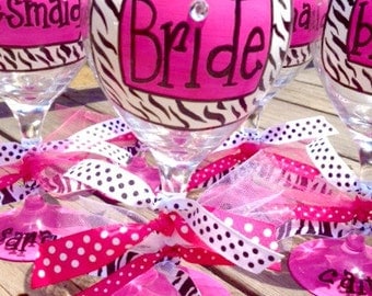 zebra print BRIDE wine glass