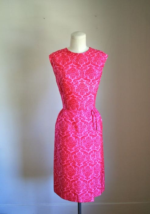 vintage 60s sheath dress - DANMASK pattern fuchsia dress / S