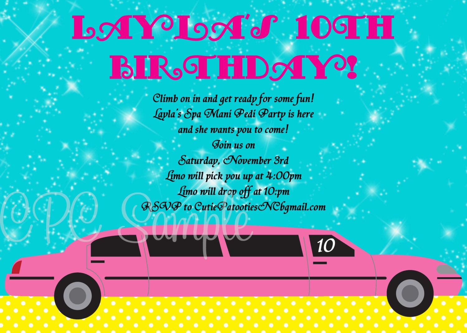 Pink Limousine Birthday Invitation Pink Limousine Birthday Party Invitations Printable or Printed Il_170x135