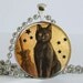 Black Cat with Broom Silver Plated Necklace with Chain Altered Art Pendant Resin Pendant Picture Pendant Art Pendant Photo Pendant