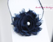 shabby chic baby headband, navy baby headband, blue